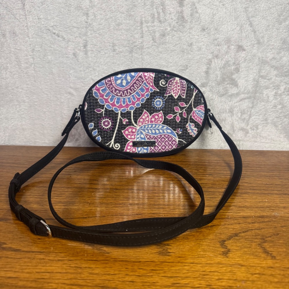 Vera Bradley Shimmer Sequin Crossbody Purse Retired Alpine‎ Floral Zip